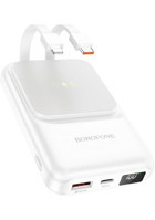 Borofone 10000 mAh Hızlı Şarj Mıknatıslı Type C Kablosuz Powerbank Beyaz