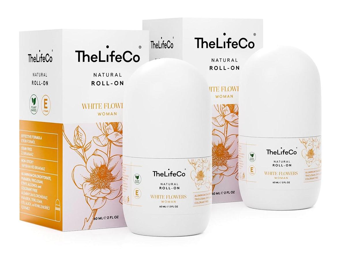 Thelifeco White Flowers Ter Önleyici Organik Antiperspirant Roll-On Kadın Deodorant 2x60 ml