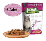 Jungle Kısırlaştırılmış Sığır Eti Soslu Yetişkin Yaş Kedi Maması 6x100 gr