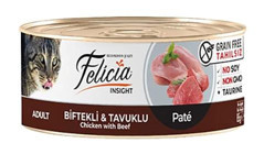 Felicia Insight Biftek Tavuk Ezme Yetişkin Yaş Kedi Maması 6x85 gr