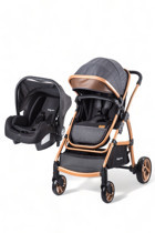 Baby Care BC 315 Katlanabilir Tek Elle Kapanan Travel Sistem Bebek Arabası Gold Siyah