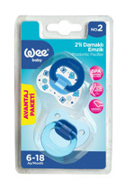 Wee Baby 6-18 Ay Ortodontik Damaklı Silikon Emzik Mavi