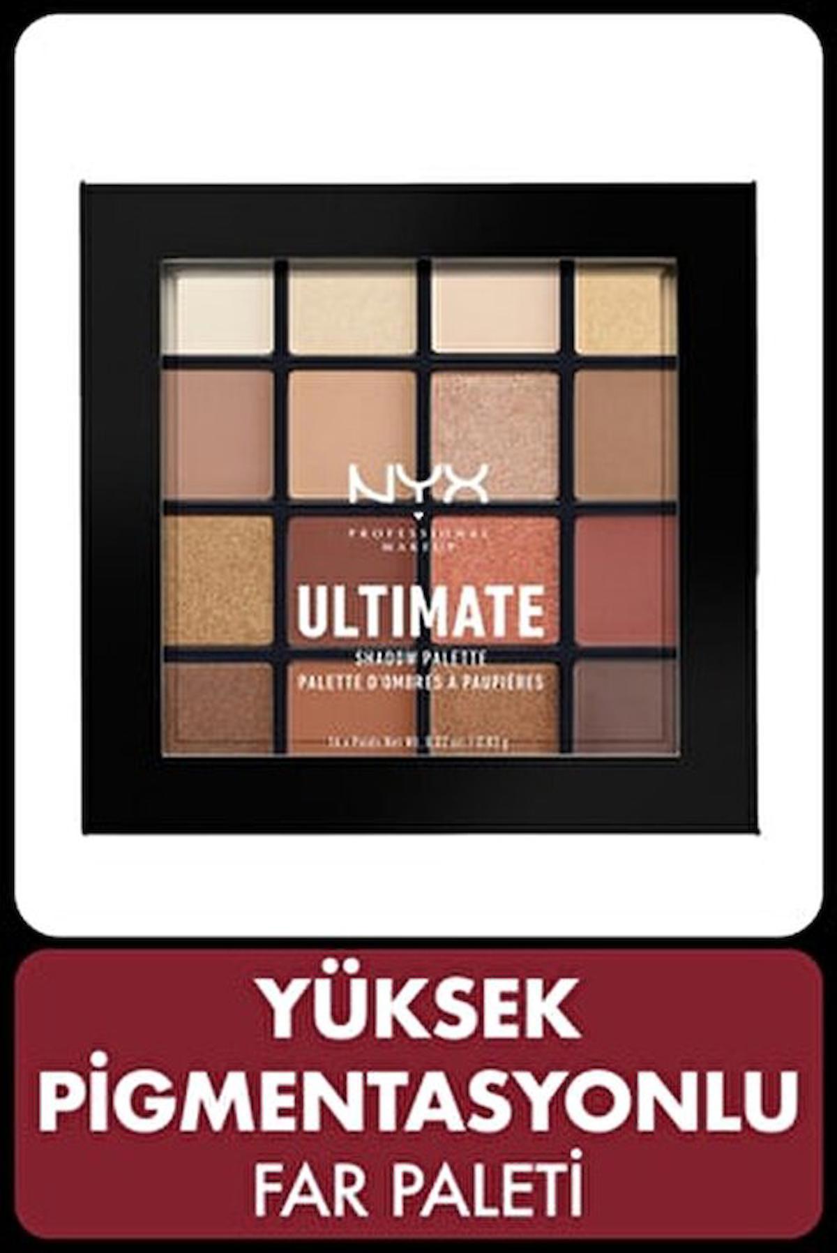 Nyx Ultimate Warm Neutrals Toz Simli Işıltılı Mat Far Paleti