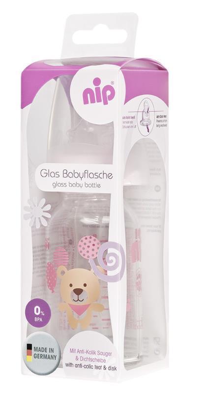 Nip Silikon Gaz Yapmayan Antikolik Yenidoğan Yavaş Akışlı 0+ Ay Desenli Beyaz Biberon 125 ml
