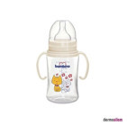 Bambino Silikon Yenidoğan Yavaş Akışlı Kulplu 0-6 Ay Desenli Krem Biberon 250 ml