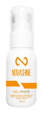 Novashine 50 Faktör Tüm Ciltler İçin Nemlendirici Yaşlanma Karşıtı Suya Dayanıklı Yüz Güneş Losyonu 50 ml