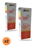 Çınar Doğal Kozmetik 50 Faktör Tüm Ciltler İçin Leke Karşıtı Nemlendirici Yağsız Suya Dayanıklı Yüz Güneş Kremi 2x100 ml