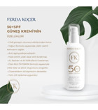 Ferda Koçer 50 Faktör Tüm Ciltler İçin Leke Karşıtı Nemlendirici Yağsız Suya Dayanıklı Yüz ve Vücut Güneş Kremi 50 ml