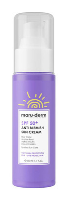 Maru.Derm 50 Faktör Tüm Ciltler İçin Leke Karşıtı Nemlendirici Suya Dayanıklı Yüz Güneş Kremi 50 ml