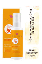 Soins Organic 50 Faktör Tüm Ciltler İçin Leke Karşıtı Nemlendirici Yağsız Suya Dayanıklı Yüz Güneş Kremi 150 ml