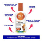 Beach Day Protective Sun Mılk 50 Faktör Hassas Ciltler İçin Leke Karşıtı Nemlendirici Yağsız Suya Dayanıklı Yüz Ve Vücut Güneş Losyonu 150 ml