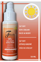 Floreks 50 Faktör Tüm Ciltler İçin Leke Karşıtı Nemlendirici Suya Dayanıklı Yüz ve Vücut Güneş Kremi 50 ml