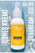 Tekplus 50 Faktör Tüm Ciltler İçin Leke Karşıtı Nemlendirici Suya Dayanıklı Yüz ve Vücut Güneş Kremi 100 ml