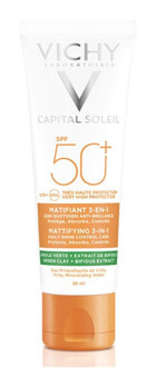 Vichy Capital Soleil 50 Faktör Tüm Ciltler İçin Leke Karşıtı Nemlendirici Yaşlanma Karşıtı Yağsız Suya Dayanıklı Yüz Güneş Kremi 50 ml