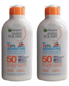 Garnier Kids 50 Faktör Tüm Ciltler İçin Leke Karşıtı Nemlendirici Yağsız Suya Dayanıklı Yüz ve Vücut Güneş Kremi 2x200 ml