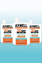 Axwell Sun Care 50 Faktör Tüm Ciltler İçin Leke Karşıtı Nemlendirici Yağsız Suya Dayanıklı Yüz ve Vücut Güneş Kremi 3x100 ml