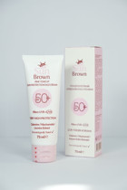 Sun Brown Renkli 50 Faktör Tüm Ciltler İçin Nemlendirici Kapatıcılı Suya Dayanıklı Yüz ve Vücut Güneş Kremi 75 ml