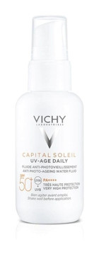 Vichy Capital Soleil 50 Faktör Tüm Ciltler İçin Nemlendirici Yaşlanma Karşıtı Suya Dayanıklı Yüz Güneş Kremi 40 ml