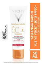 Vichy Anti Aging 50 Faktör Tüm Ciltler İçin Leke Karşıtı Nemlendirici Yaşlanma Karşıtı Yağsız Suya Dayanıklı Yüz Güneş Kremi 50 ml