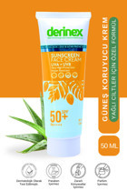 Derinex 50 Faktör Yağlı Ciltler İçin Nemlendirici Suya Dayanıklı Yüz Güneş Kremi 50 ml