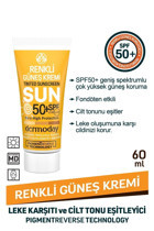Dermoday Tındet Renkli 50 Faktör Tüm Ciltler İçin Leke Karşıtı Kapatıcılı Yağsız Suya Dayanıklı Yüz ve Vücut Güneş Kremi 60 ml
