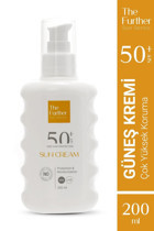 The Further 50 Faktör Tüm Ciltler İçin Nemlendirici Suya Dayanıklı Yüz ve Vücut Güneş Losyonu 200 ml