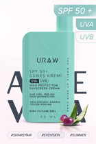 Uraw 50 Faktör Kuru Ciltler İçin Nemlendirici Suya Dayanıklı Yüz Güneş Kremi 50 ml