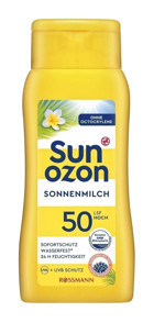 Rossmann Sun 50 Faktör Tüm Ciltler İçin Leke Karşıtı Nemlendirici Yağsız Suya Dayanıklı Yüz ve Vücut Güneş Sütü 200 ml