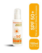 Dexpantonne 50 Faktör Tüm Ciltler İçin Leke Karşıtı Nemlendirici Yağsız Suya Dayanıklı Yüz ve Vücut Güneş Losyonu 150 ml
