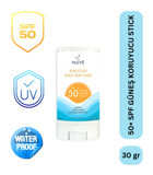 The Nuve Daily Sun Care Stick 50 Faktör Tüm Ciltler İçin Leke Karşıtı Nemlendirici Yaşlanma Karşıtı Yağsız Suya Dayanıklı Yüz ve Vücut Güneş Kremi 15 gr