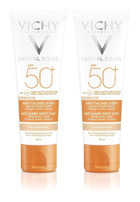 Vichy Soleil Renkli 50 Faktör Tüm Ciltler İçin Leke Karşıtı Nemlendirici Yağsız Suya Dayanıklı Yüz ve Vücut Güneş Kremi 50 ml