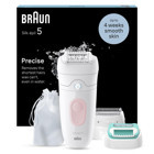 Braun 5-050 Koltuk Altı Genital Bölge Bacak İçin 28 Cımbızlı Kablosuz Işıklı Epilasyon Cihazı Beyaz-Pembe