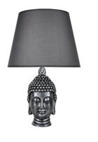 Qdec Büyük Buda Kumaş Başlıklı Gri Gümüş Metal Ayaklı Abajur