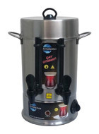 Armeka Çelik Tek Demlikli 40 Bardak Çift Musluklu Çelik Elektrikli Semaver İnox