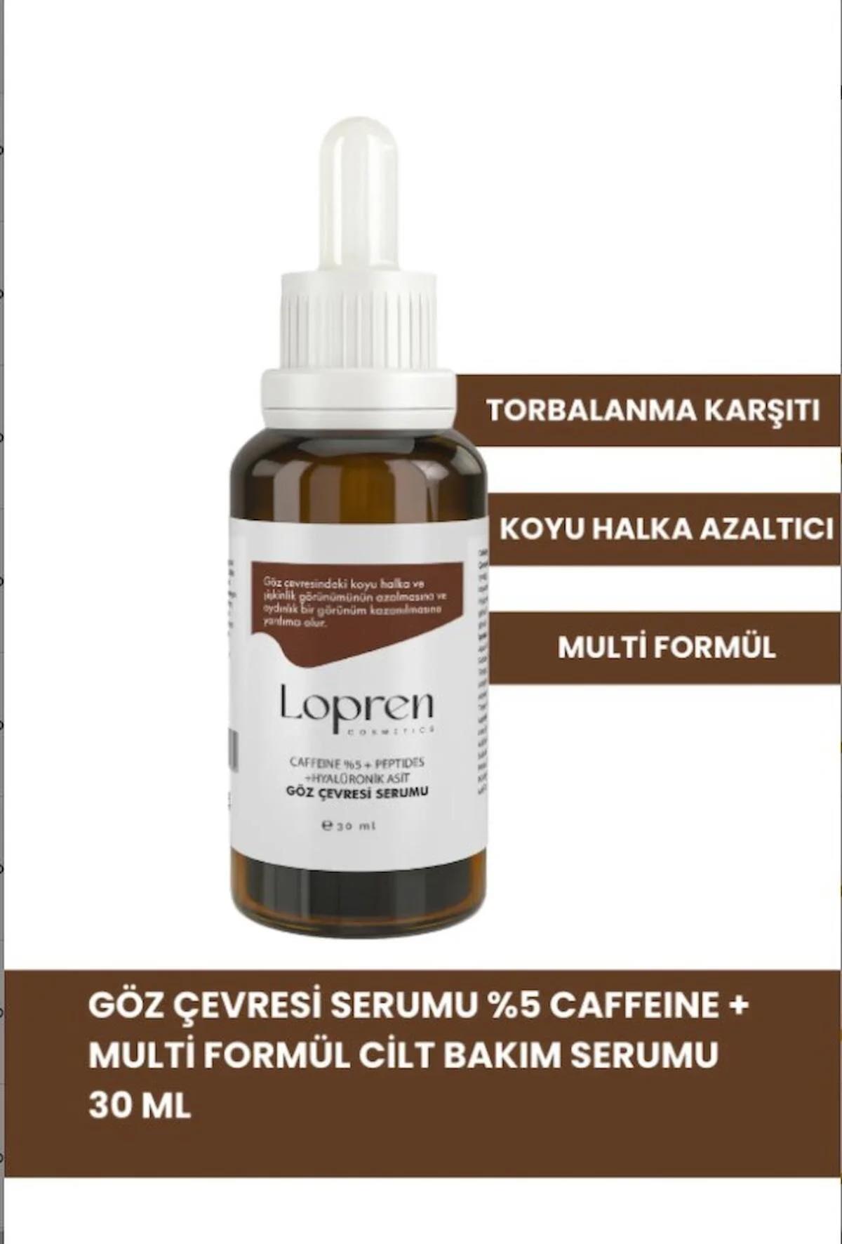 Lopren Caffeıne Peptıdes Aydınlatıcı Kırışıklık Karşıtı Göz Altı Torba Karşıtı Gece Gündüz Serumu 30 ml