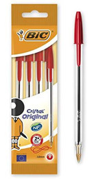 Bic Cristal Medium 1.0 mm Kırmızı 4'lü Tükenmez Kalem