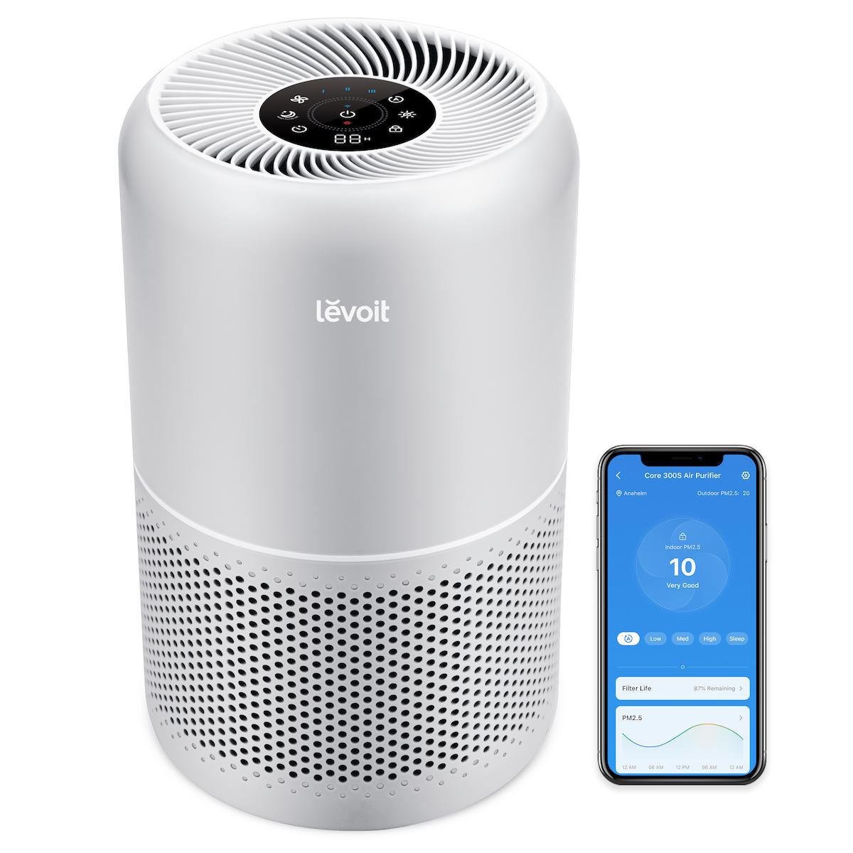 Levoit Core 300s Pro 23 W 22 dB 50 m² Karbon Filtreli Ozonsuz Hepa Filtreli Hava Temizleyici Beyaz