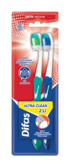 Difaş Clean 2'li Set Orta Manuel Diş Fırçası Mavi Yeşil