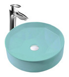Paluci Diamond Tekli 44 cm Porselen Yuvarlak Lavabo Turkuaz
