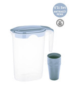 Master Plastik 1.75 lt Antrasit Plastik Kapaklı Sürahi + 5'li Plastik Bardak