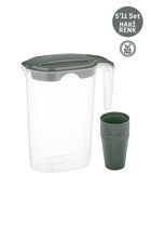 Master Plastik 1.75 lt Haki Plastik Kapaklı Sürahi + 5'li Plastik Bardak