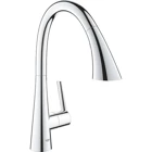 Grohe Zedra-32294002 Spiralli Kuğu Çift Girişli Aç Kapa Eviye Bataryası Gümüş
