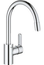 Grohe Eurost Cosmopolitan-31126004 Spiralli Çift Girişli Aç Kapa Eviye Bataryası Gümüş