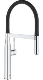 Grohe Fonk Essence Krom-30294000 Spiralli Çift Girişli Aç Kapa Eviye Bataryası Siyah