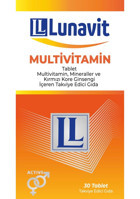 Lunavit Multivitamin Aromasız Yetişkin Vitamin 30 Tablet