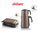Arzum AR2053-T 6 Dilim Granit Çıkartılabilir Plaka Tek Yönlü 2000 W Izgaralı Toprak Tost Makinesi
