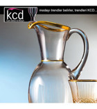 Kcd Antik Sarı Kesme Cam 1 lt Kapaklı Sürahi
