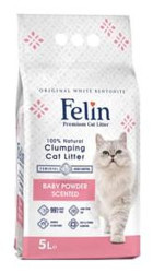Felin Pudra Kokulu Topaklanan İnce Taneli Granül Kedi Kumu 5 lt