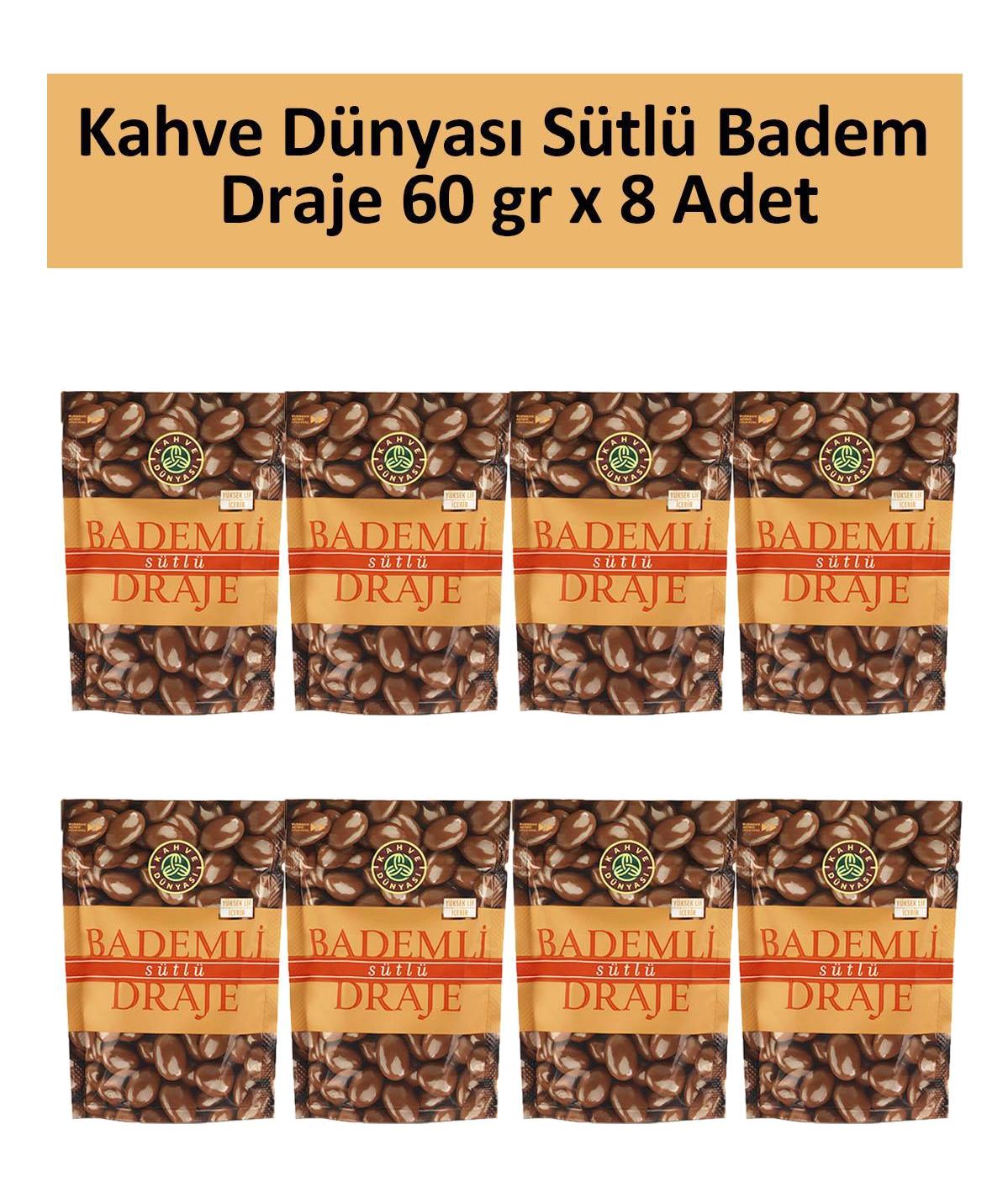Kahve Dünyası Draje Bademli Sütlü Çikolata 8x60 gr
