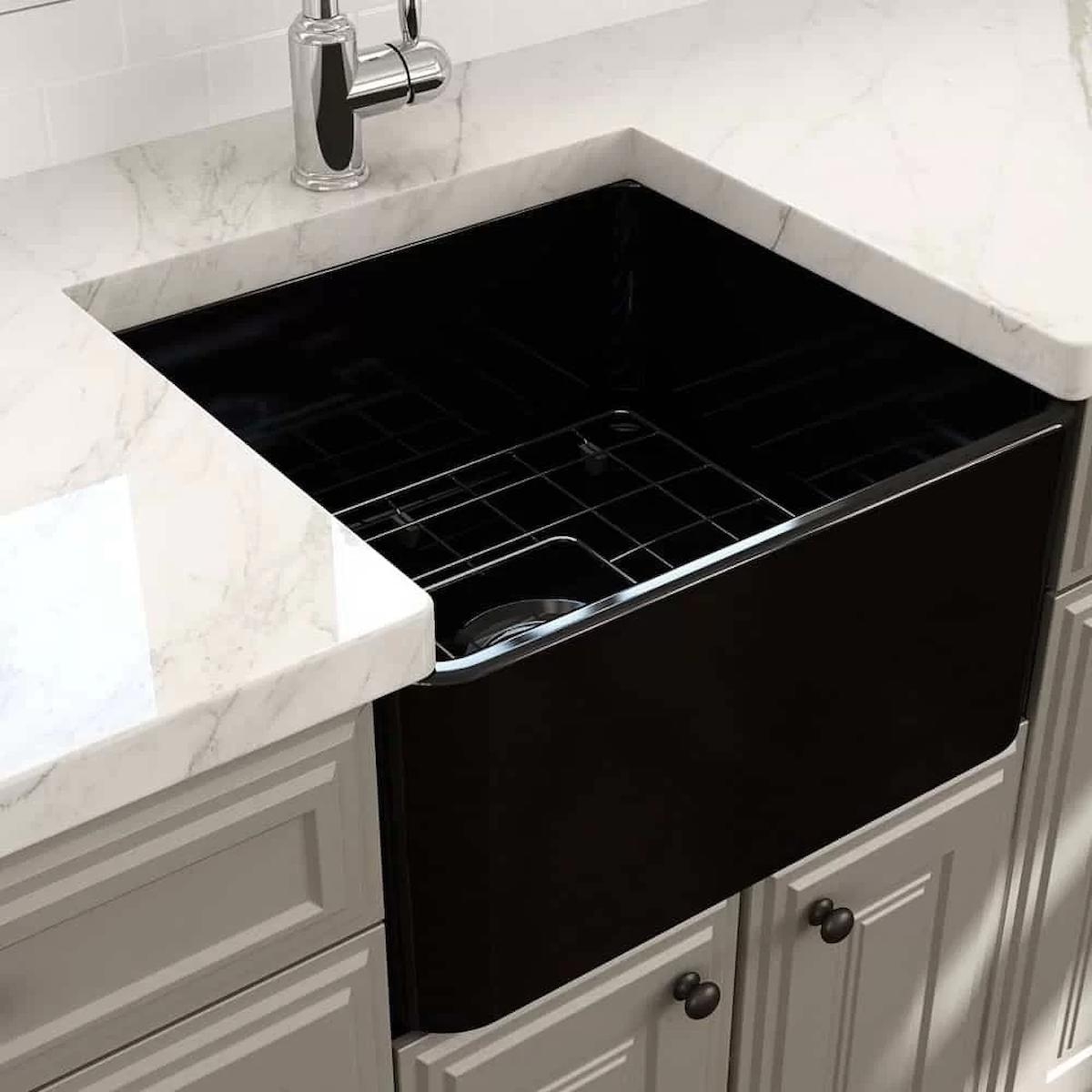 Bocchi Lavello 1136-005-0120-03 500 mm Damlalıksız Tezgah Altı Tek Gözlü Dikdörtgen Orta Seramik Eviye Siyah